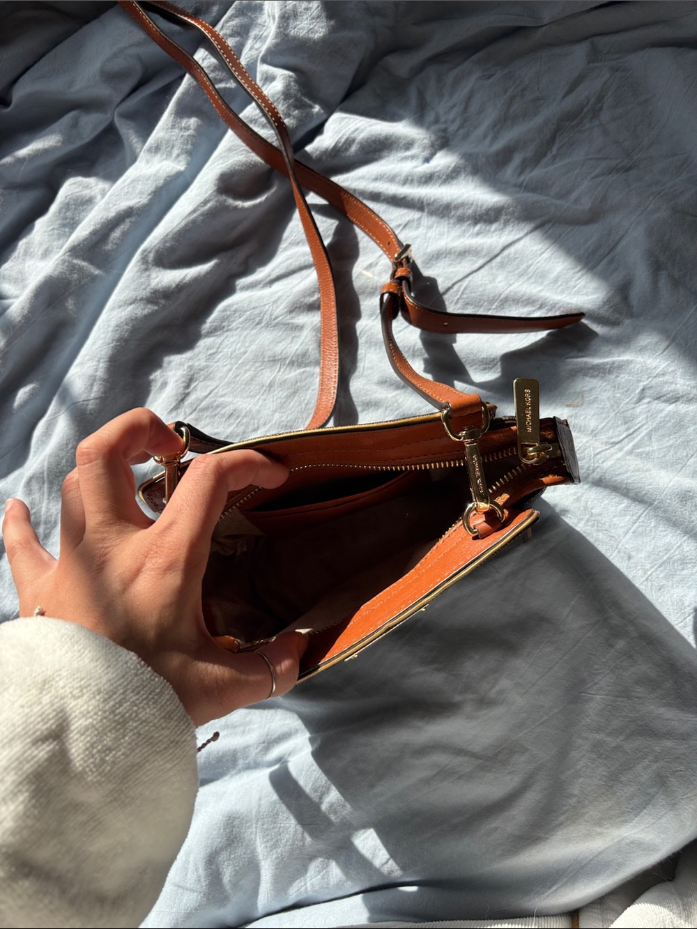 Michael Kors Brown Logo Crossbody with Gold Plate - Picture 2 of 3